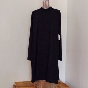 Faded Glory Black Ribbed Knit Mock Neck Casual Swing Dress NWT Size XXL …
